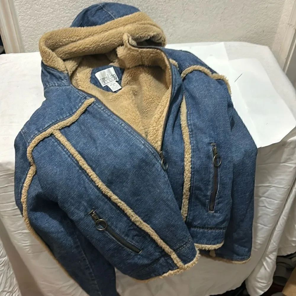 Carolina Colours Faux fur trim Denim Jacket Size XL hoodie